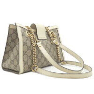 Gucci Beige Canvas Strap GG Padlock Supreme Bag Shoulder Chain